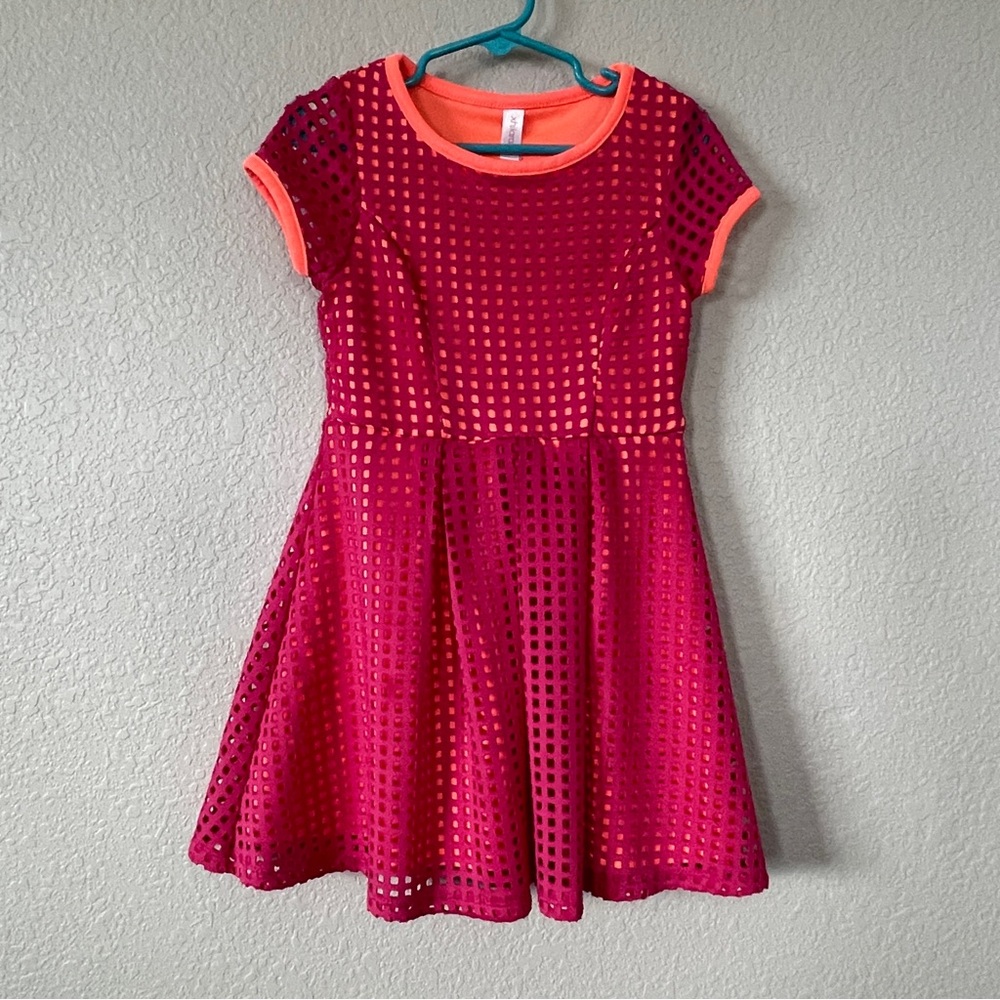 Girls Xhiliration neon mesh overlay Dress XS